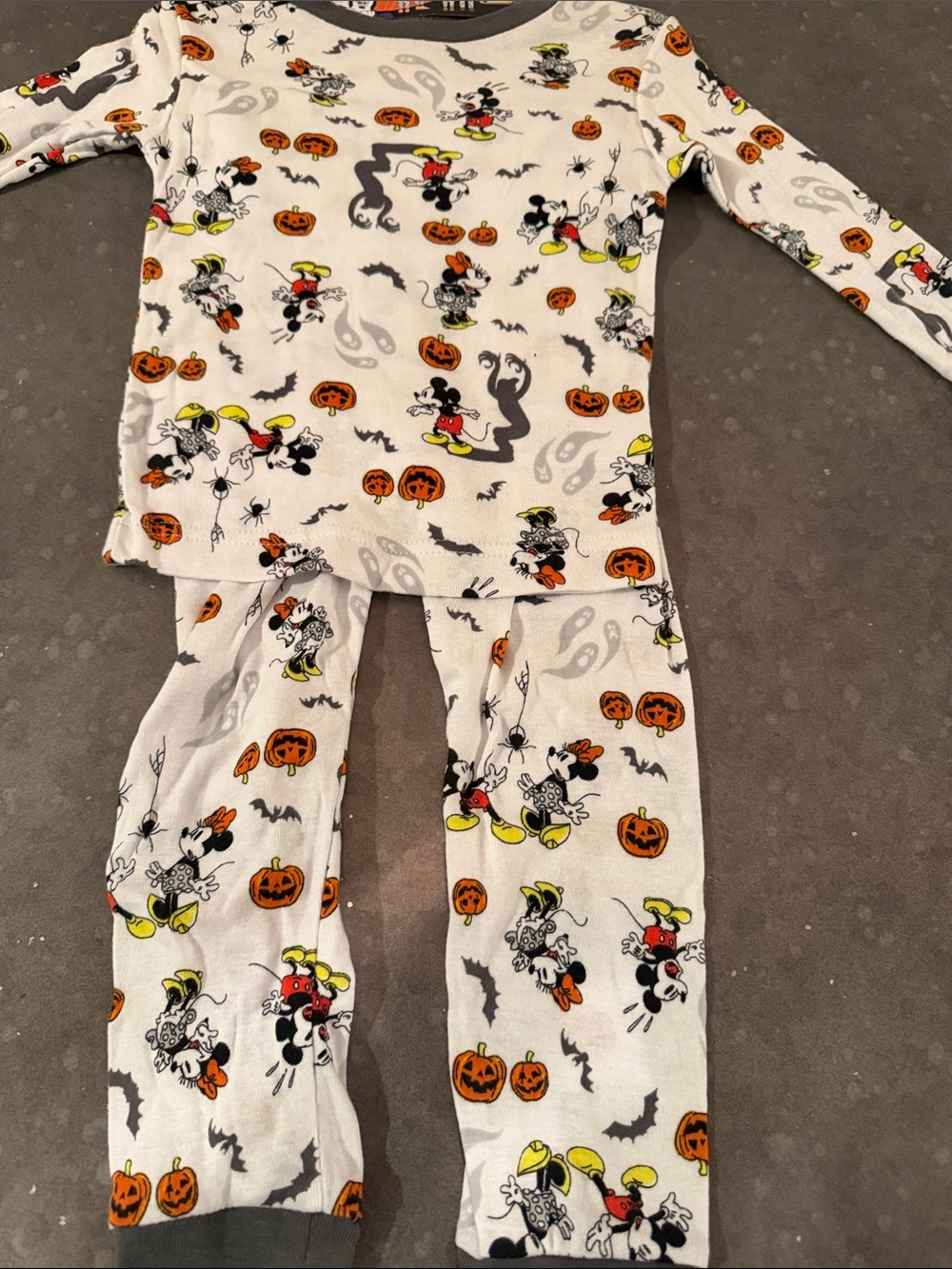 Disney Kids Halloween Pajama Set - White with Orange, Black & Yellow Accents